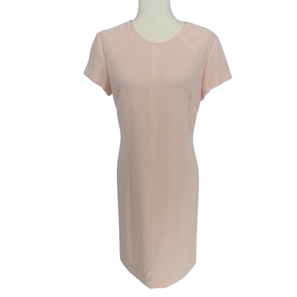 Talbots Sheath Dress 8 Pink Short Sleeve‎ Lined Career 90s Vintage Balletcore